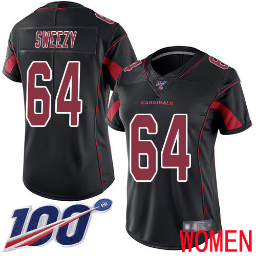 Arizona Cardinals Limited Black Women J.R. Sweezy Jersey NFL Football 64 100th Season Rush Vapor Untouchable